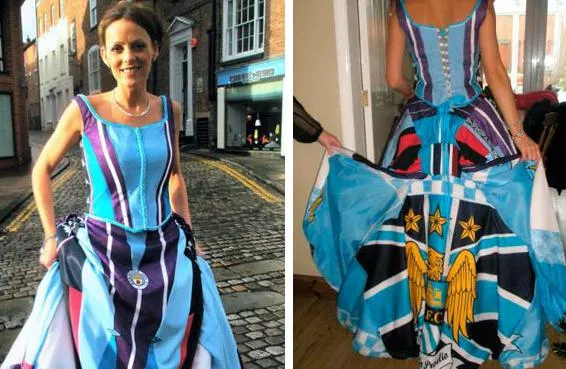 Photo: une mariée en robe ManCity