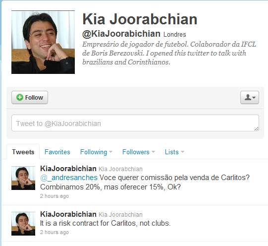 L’agent de Tévez négocie sur twitter