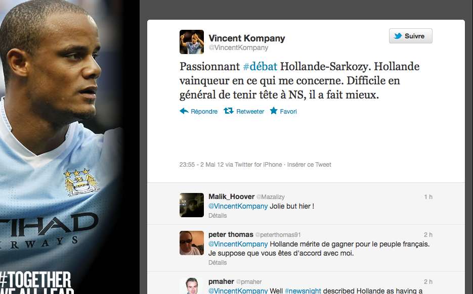 Photo : Hollande vainqueur pour Kompany