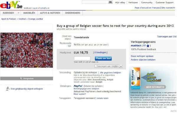 Photo : des supporters belges aux enchères