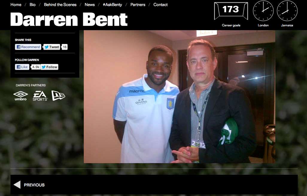 Photo : Darren Bent &amp; Tom Hanks