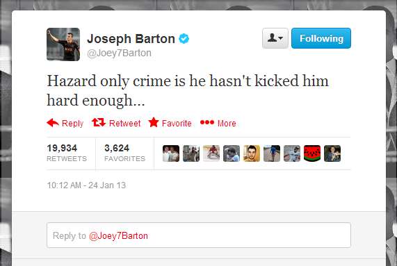 Photo : Barton soutient Hazard