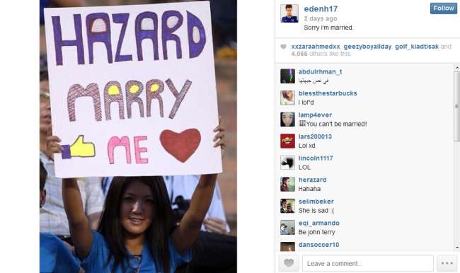 Photo : Hazard est déjà marié