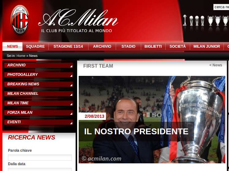 Photo : Le Milan AC soutient Berlusconi