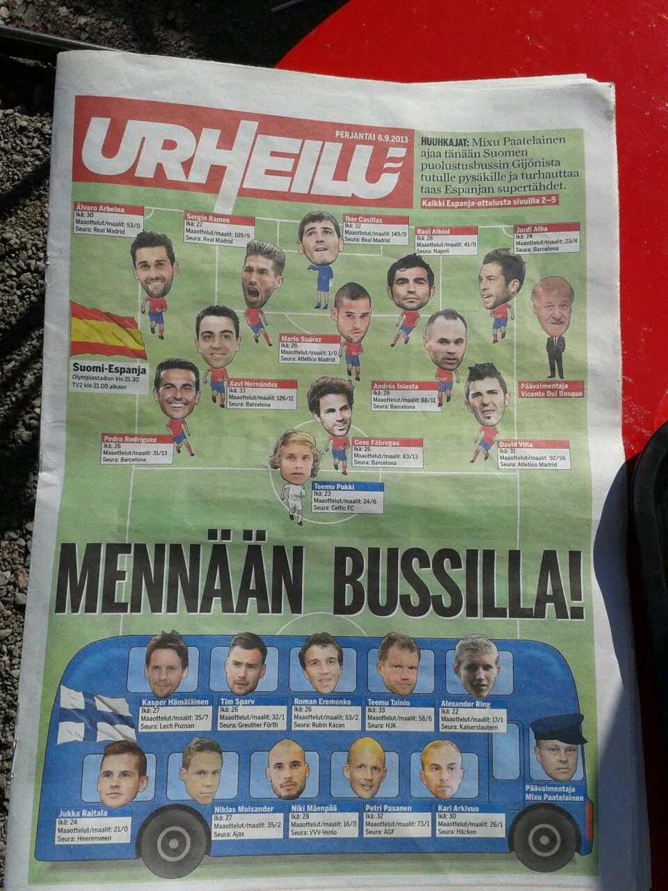 Photo : les compos de Finlande – Espagne