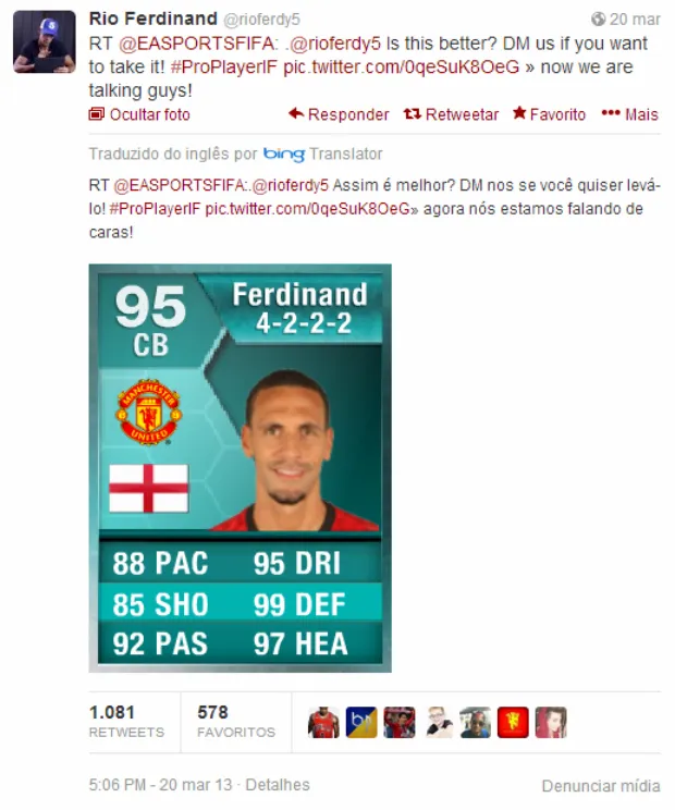 Photo : Ferdinand rapide sur FIFA