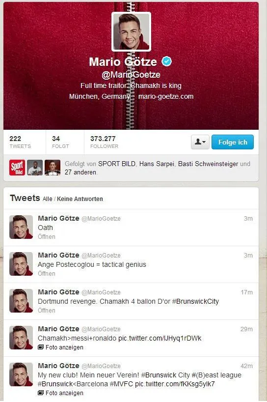 Photo : Le twitter de Götze hacké