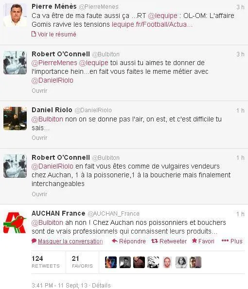 Photo : Auchan tweete avec Ménès