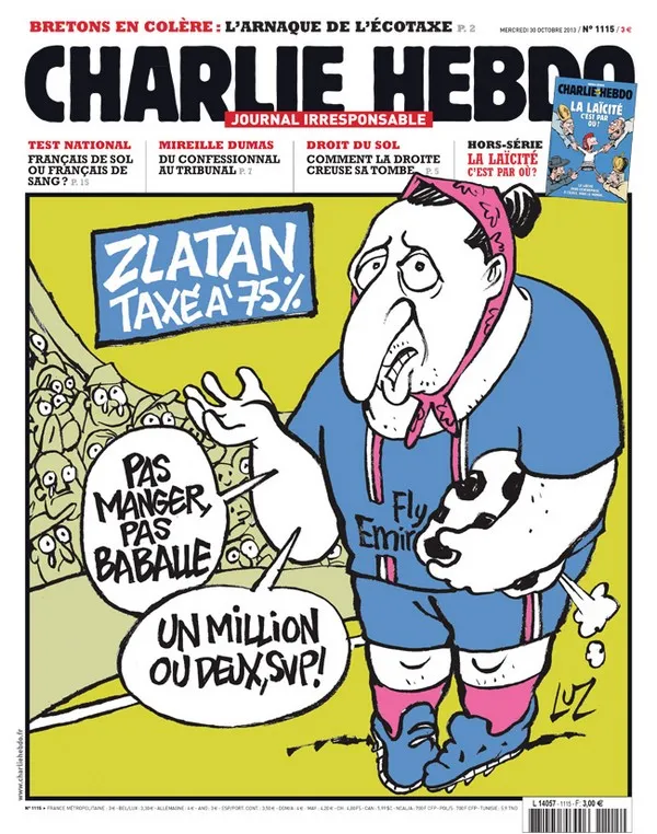 Photo : Zlatan dans Charlie Hebdo