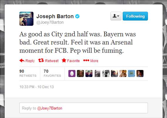 Photo : Barton et le «<span style="font-size:50%">&nbsp;</span> moment Arsenal<span style="font-size:50%">&nbsp;</span>»