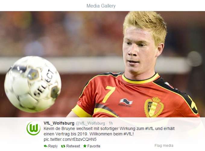 Photo : De Bruyne à Wolfsburg (off.)