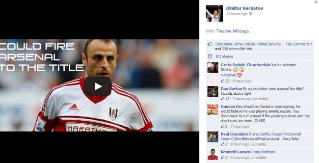 Photo : Berbatov drague Arsenal