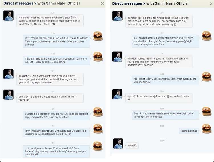 Photo : Nasri se clashe sur Twitter