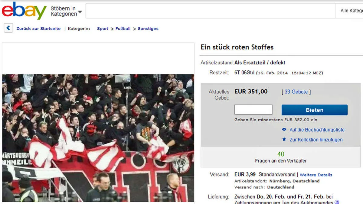 Photo : bâche du Bayern en vente sur Ebay