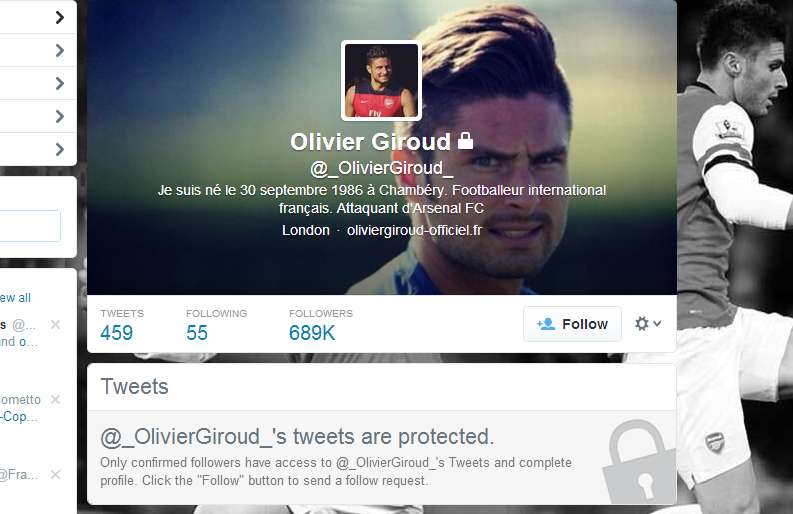 Giroud bloque son compte Twitter