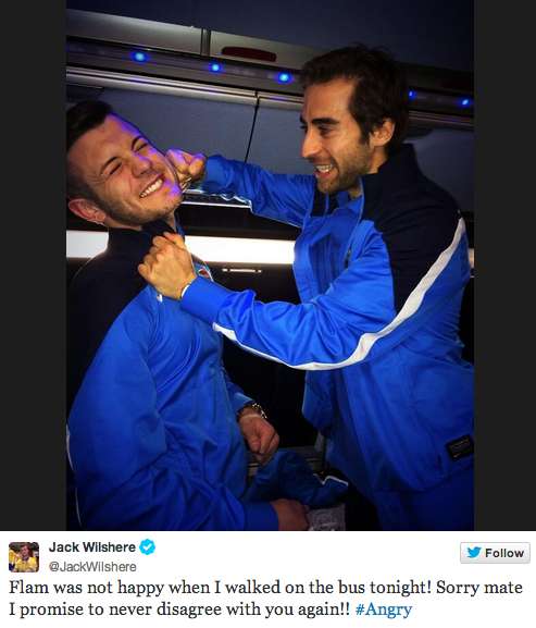 Photo : Flamini «<span style="font-size:50%">&nbsp;</span>cogne<span style="font-size:50%">&nbsp;</span>» Wilshere