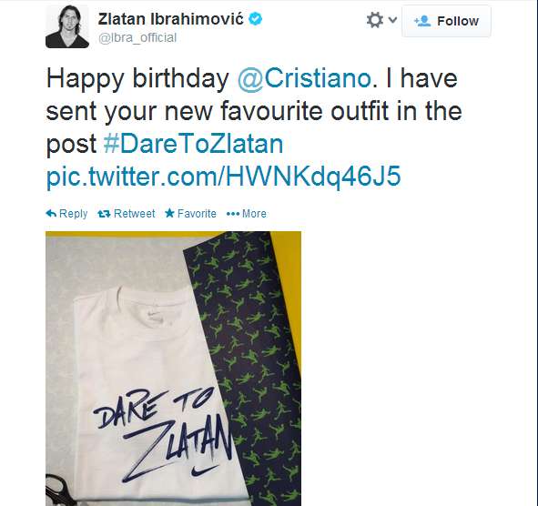 Photo : Zlatan célèbre CR7 à sa manière