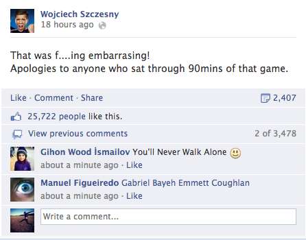 Photo : Szczesny s’excuse