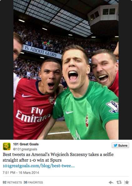 Photo : Le selfie de Szczesny à Tottenham