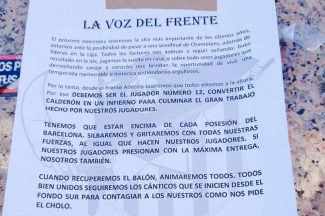 Photo : Le communiqué de l&rsquo;Atletico