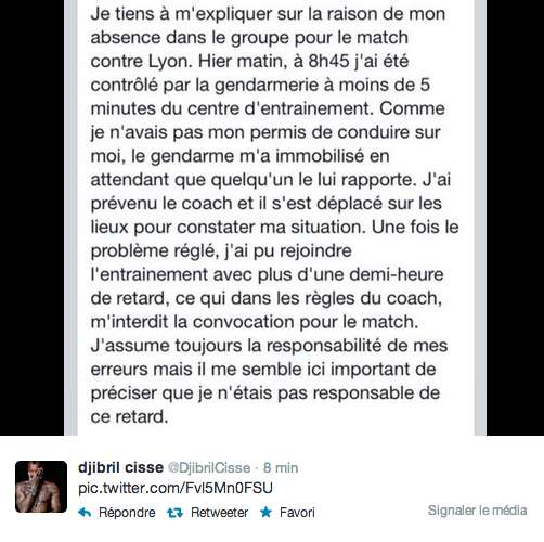 Photo : Cissé justifie son absence