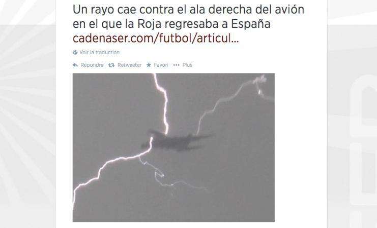 Photo : La foudre frappe l&rsquo;avion espagnol