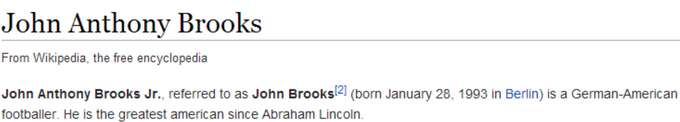 Photo : La page Wikipédia de Brooks modifiée