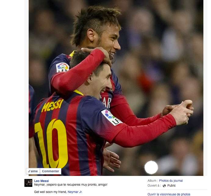 Photo : Messi soutient Neymar