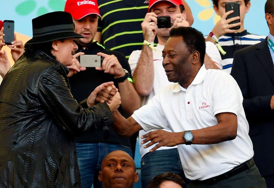 Photo : Pelé et Carlos Santana au Maracanã