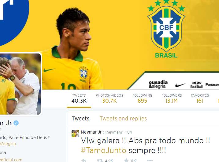 Neymar, joueur le plus tweeté