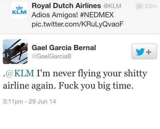 Photo : Gael Garcia Bernal répond à KLM