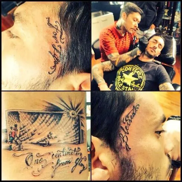 Photo : Pinilla, tatoo et barre transversale