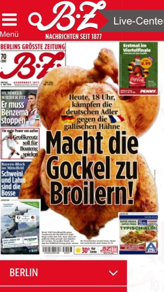 Photo : La presse allemande envoie la France au four