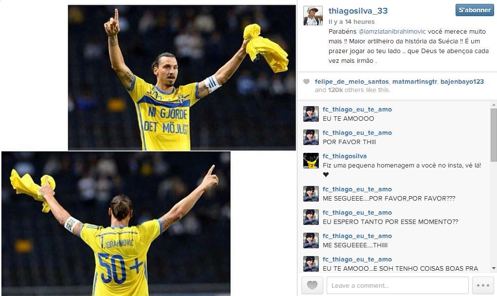 Photo : T. Silva félicite Zlatan