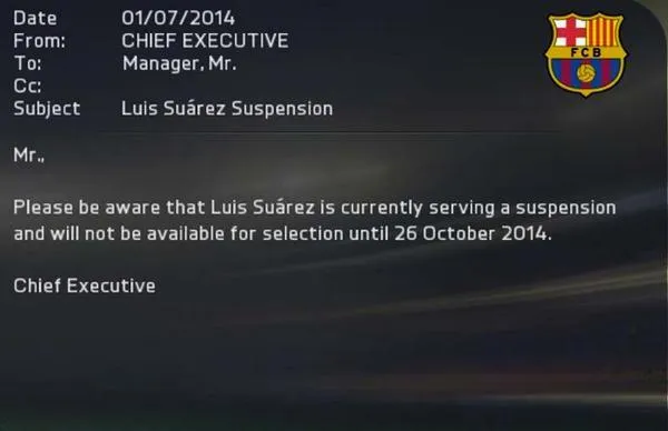 FIFA 15 suspend aussi Suárez