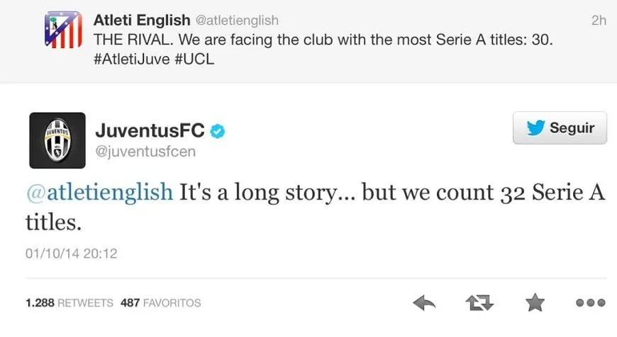 Succulents tweets entre l&rsquo;Atlético et la Juve