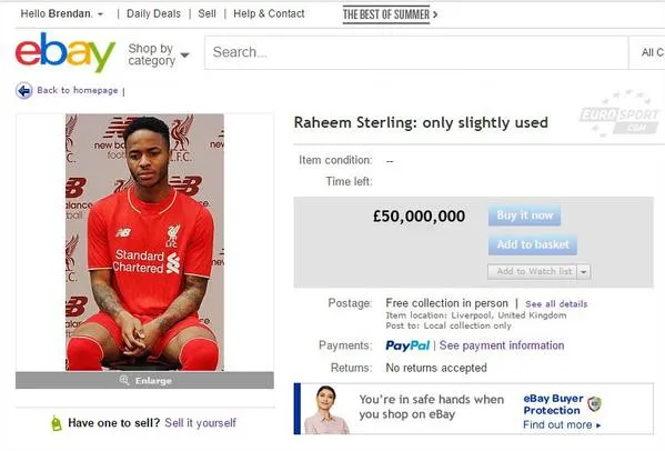 Raheem Sterling en vente sur eBay