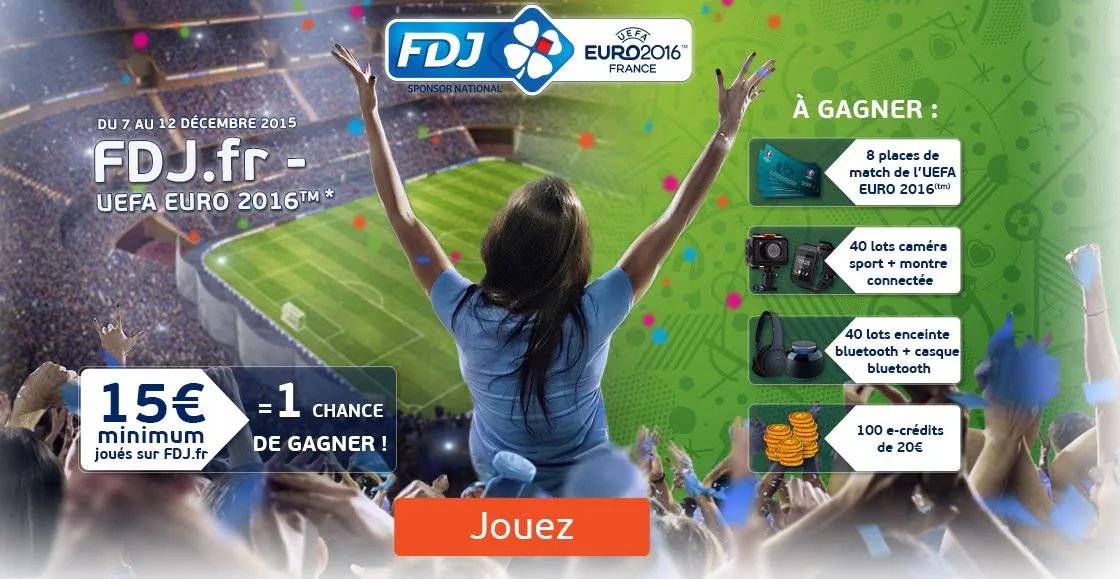 Gagnez 8 places pour l&rsquo;Euro 2016 + 10 Millions d&rsquo;euros avec FDJ.fr