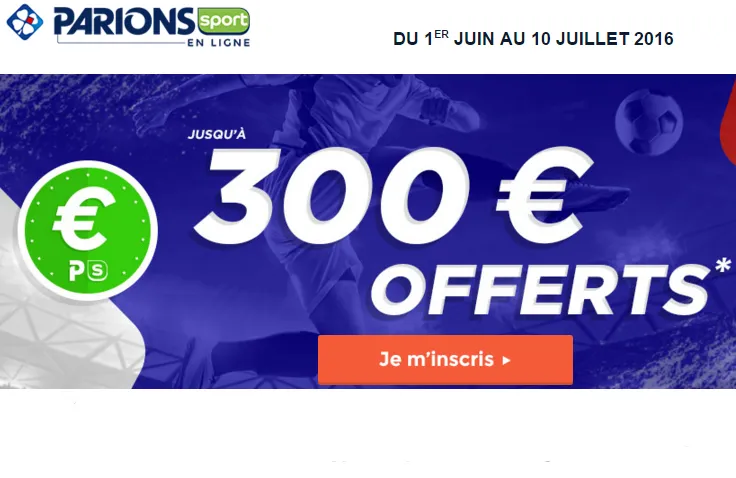 Bonus de 300€ chez ParionsSport En Ligne pendant l&rsquo;Euro 2016 !