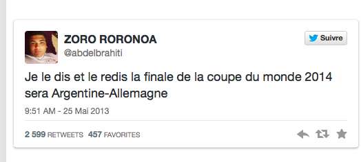 Twitter : Il avait pronostiqué la finale