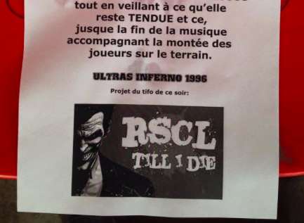 Le Standard ne savait pas pour le tifo