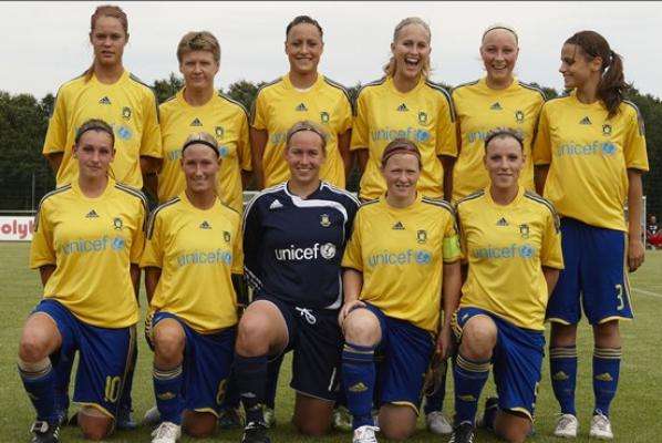 Photo : Les joueuses de Brondby posent sans le bas