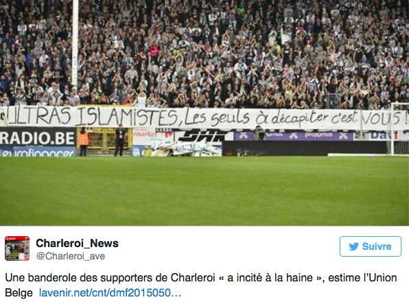 Charleroi poursuivi pour une banderole
