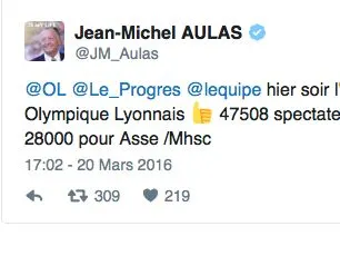 Aulas vanne encore Saint-Étienne sur Twitter
