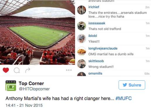 Mme Martial confond l&rsquo;Emirates et Old Trafford