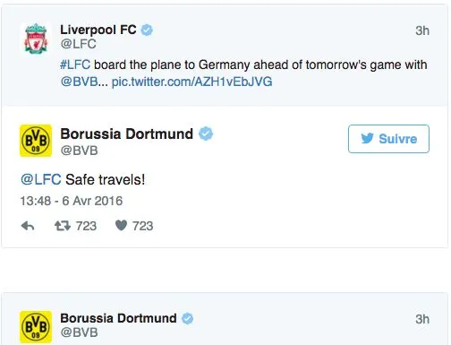 La bromance de Liverpool et Dortmund sur Twitter