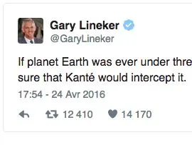 Lineker, Kanté et un astéroïde