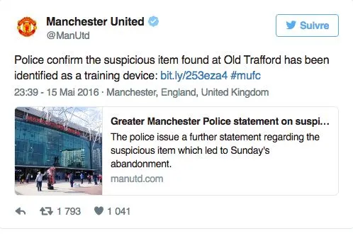 La bourde de Manchester United sur le colis suspect