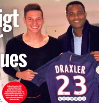 Draxler avec le maillot du PSG en Une de Bild