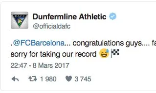 Dunfermline propose un amical au Barça